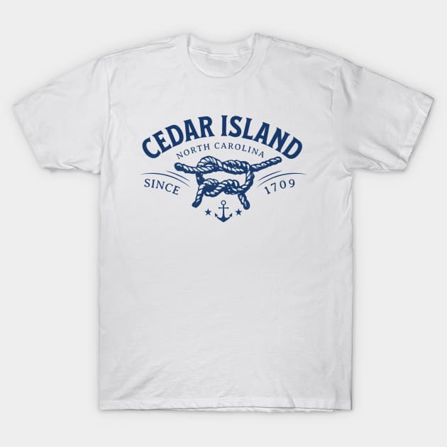 Cedar Island, NC Beach Knot Summer Vacation T-Shirt by Contentarama